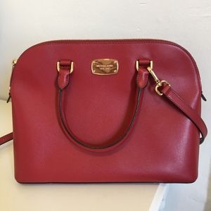 Red Michael Kors Dome Satchel Bag